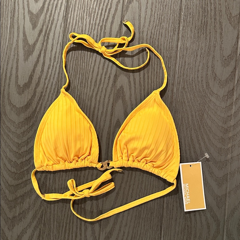 Michael Kors Yellow Ribbed String Bikini Set - Picture 3 of 11
